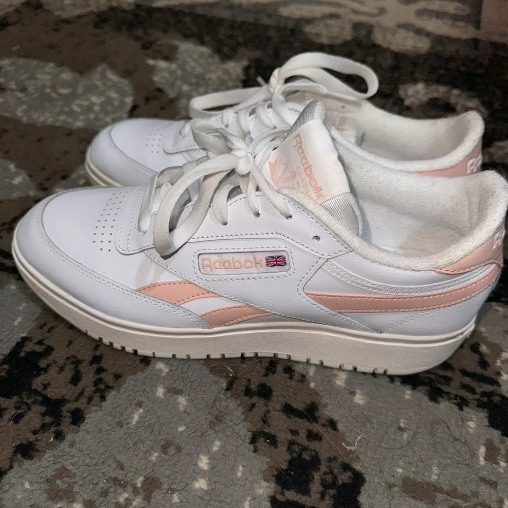 Reebok Classic White and Soft Pink Shoes